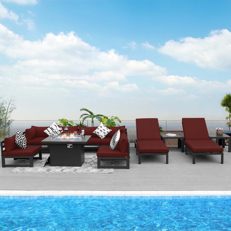 FINCATI Aluminum Outdoor Patio Furniture Conversation Sectional Sofa Set