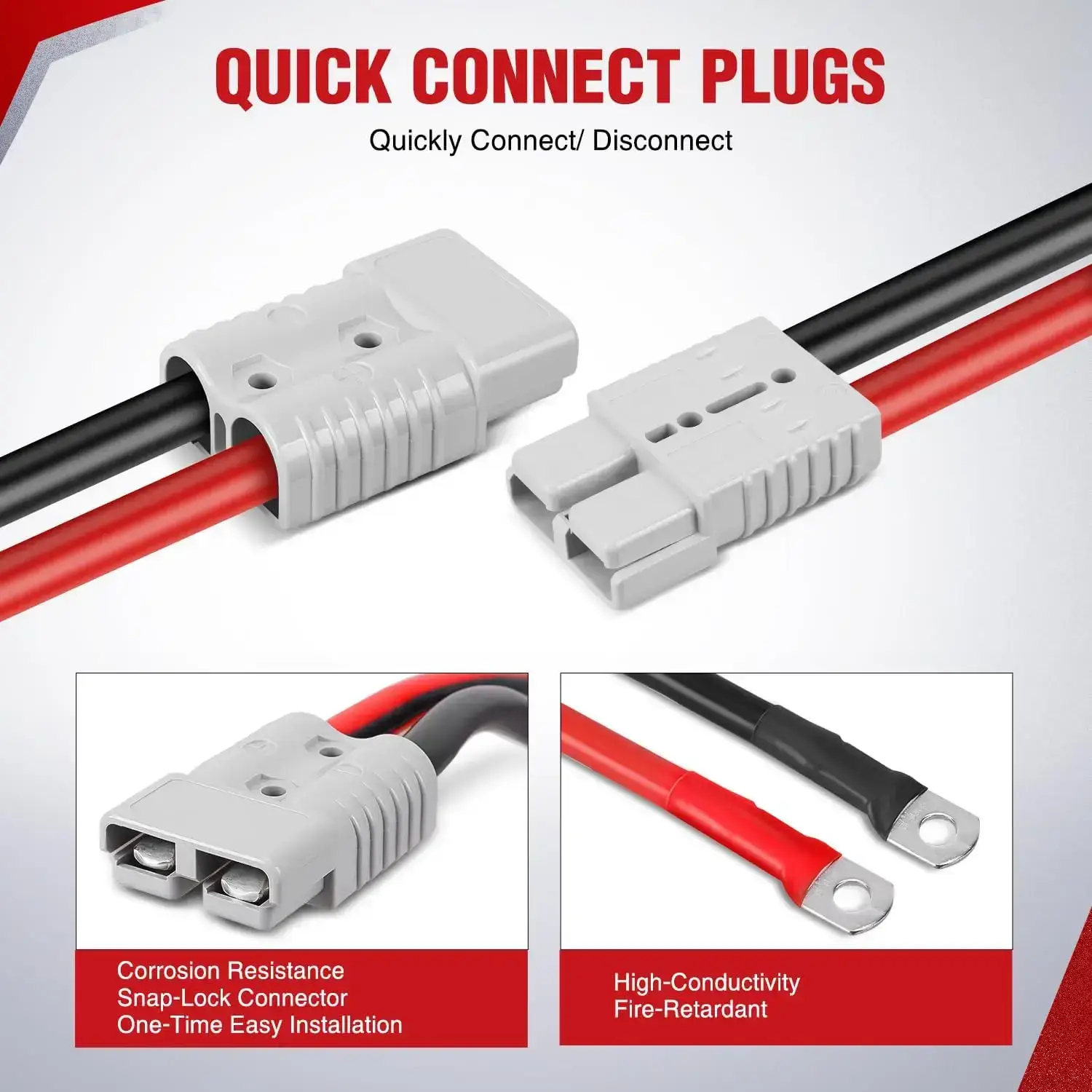 0 Gauge 25 Feet Heavy Duty Jumper Cables 1000 Amp Booster Battery Cables with Permanent Installation kit and Quick Connect Plug Includes carrying bag for 12V & 24V Cars SUVs and Trucks