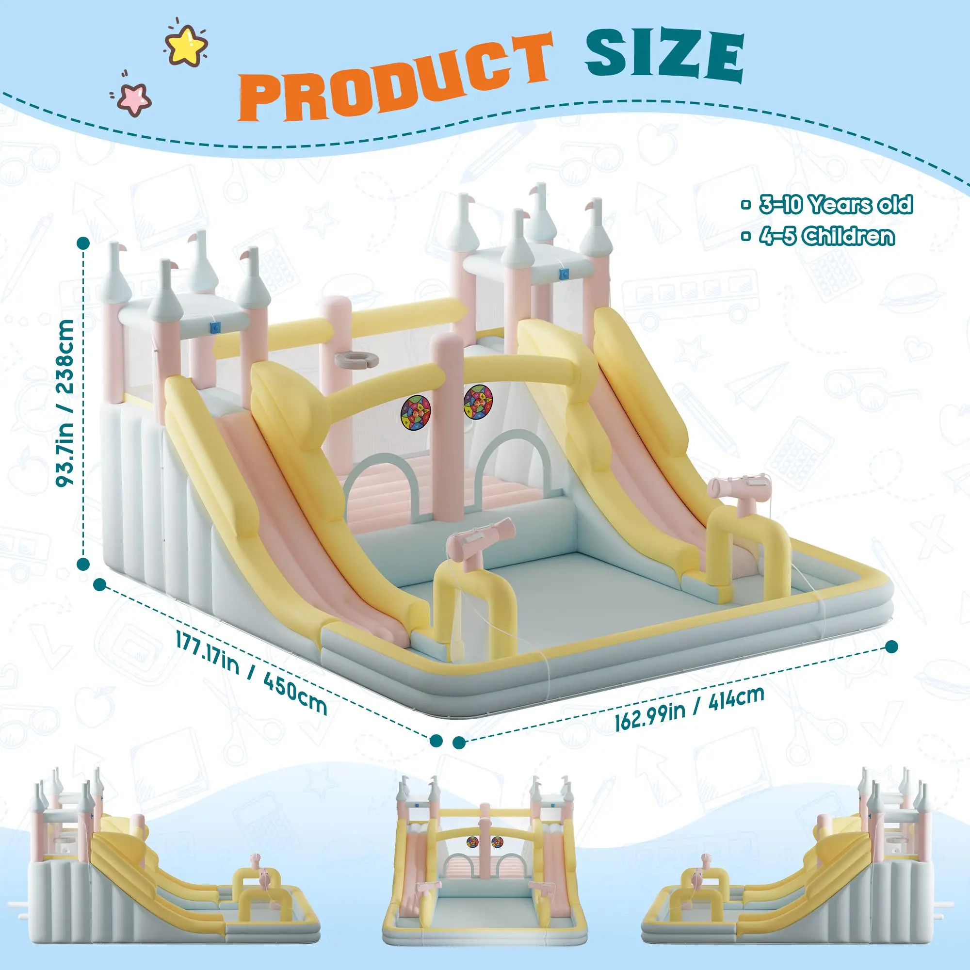 ⚡ Last Chance Sale⚡Inflatable Trampoline, Portable Home Pool Play Area