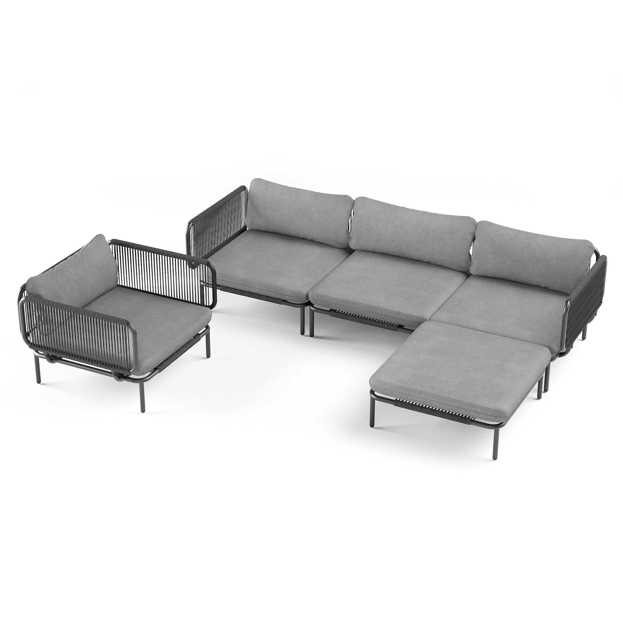 Outdoor Cushioned Sectional Sofa Chat Set Patio Furniture Conversation Set, Free Combination