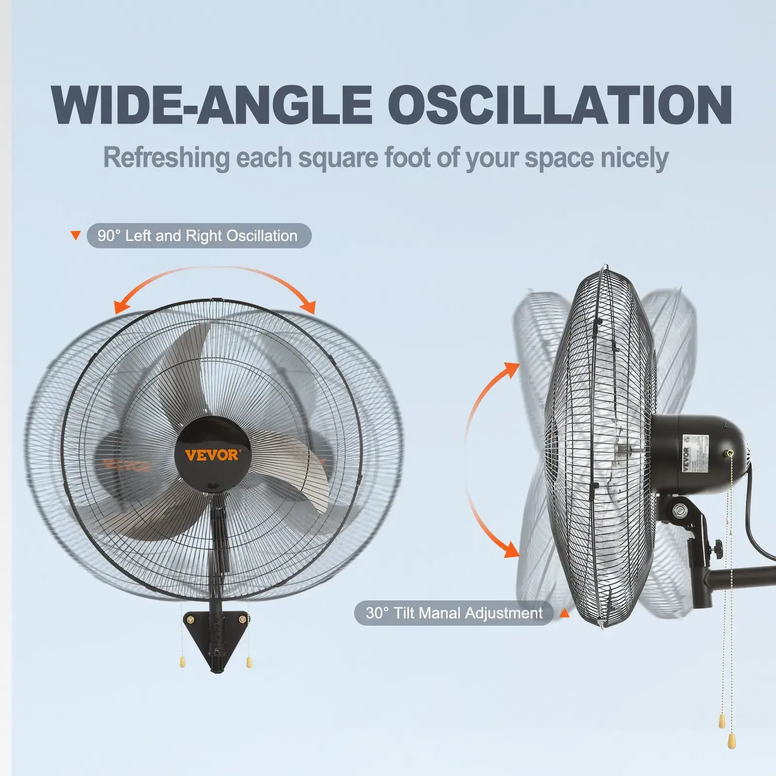3-Speed Oscillating Industrial Wall Mount Fan, 20 Inch High Velocity 4650 CFM Cooling Fan for Warehouse, Greenhouse, Workshop & Home Use