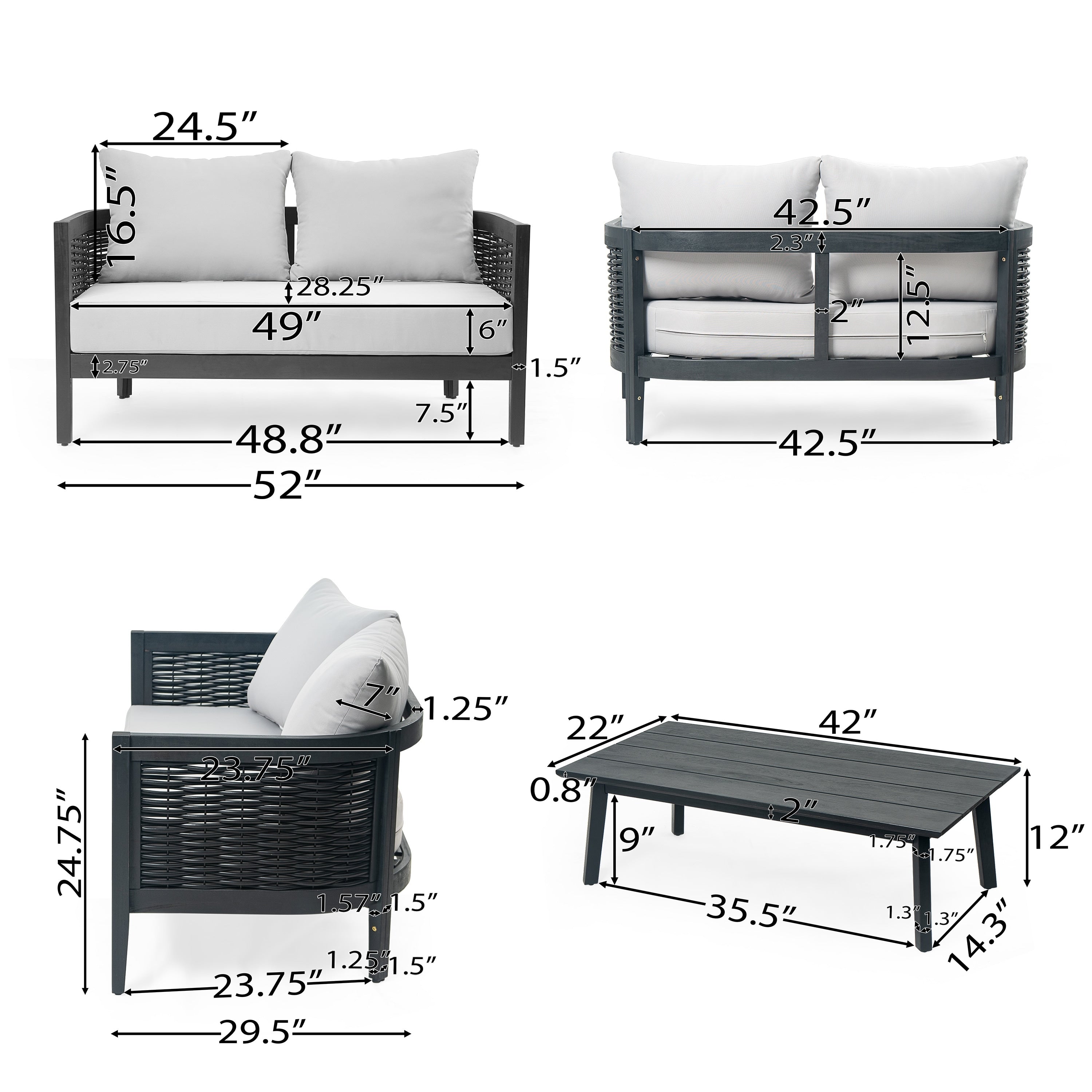 Burchett Outdoor Acacia Wood and Wicker 4 Seater Chat Set with Optional Sunbrella Cushions by Christopher Knight Home