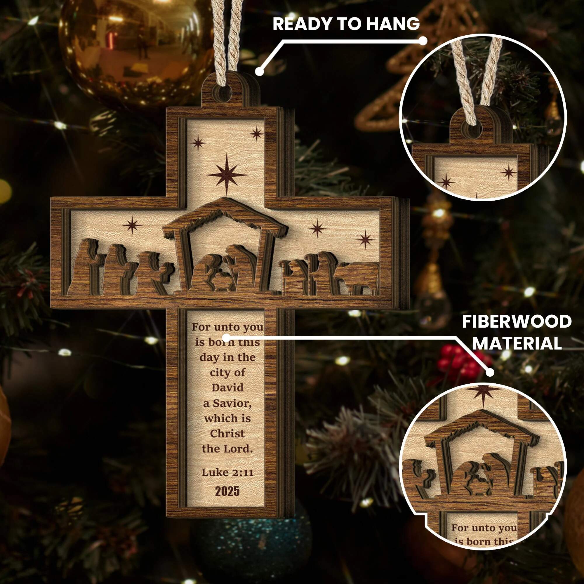 Nativity Cross Ornament 2025