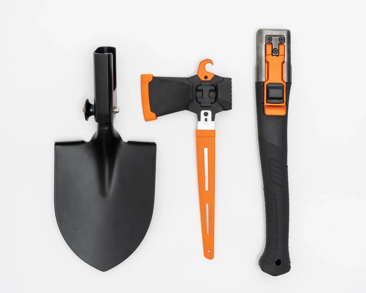 🔥 6-in-1 Outdoor Multi Tool Kit – Axe, Saw, Hammer, Hook & Shovel System