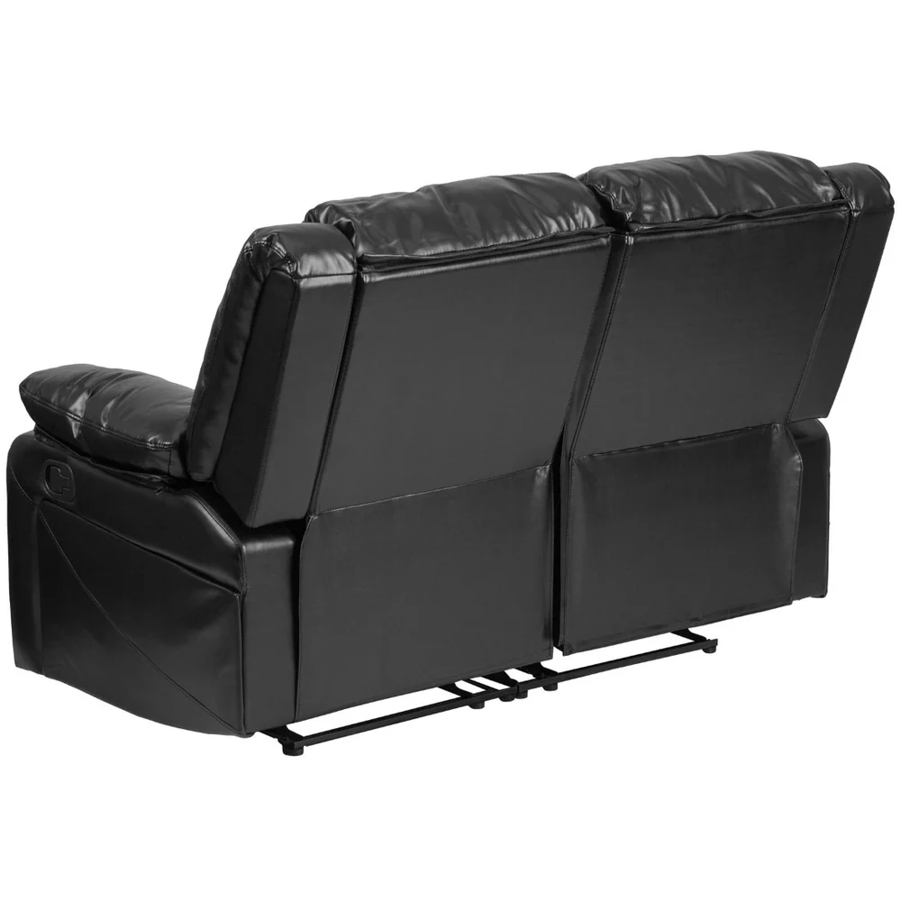 Harmony Series Reclining Loveseat with Plush Pillow-Back Cushions for Ultimate Comfort & Style - Black LeatherSoft
