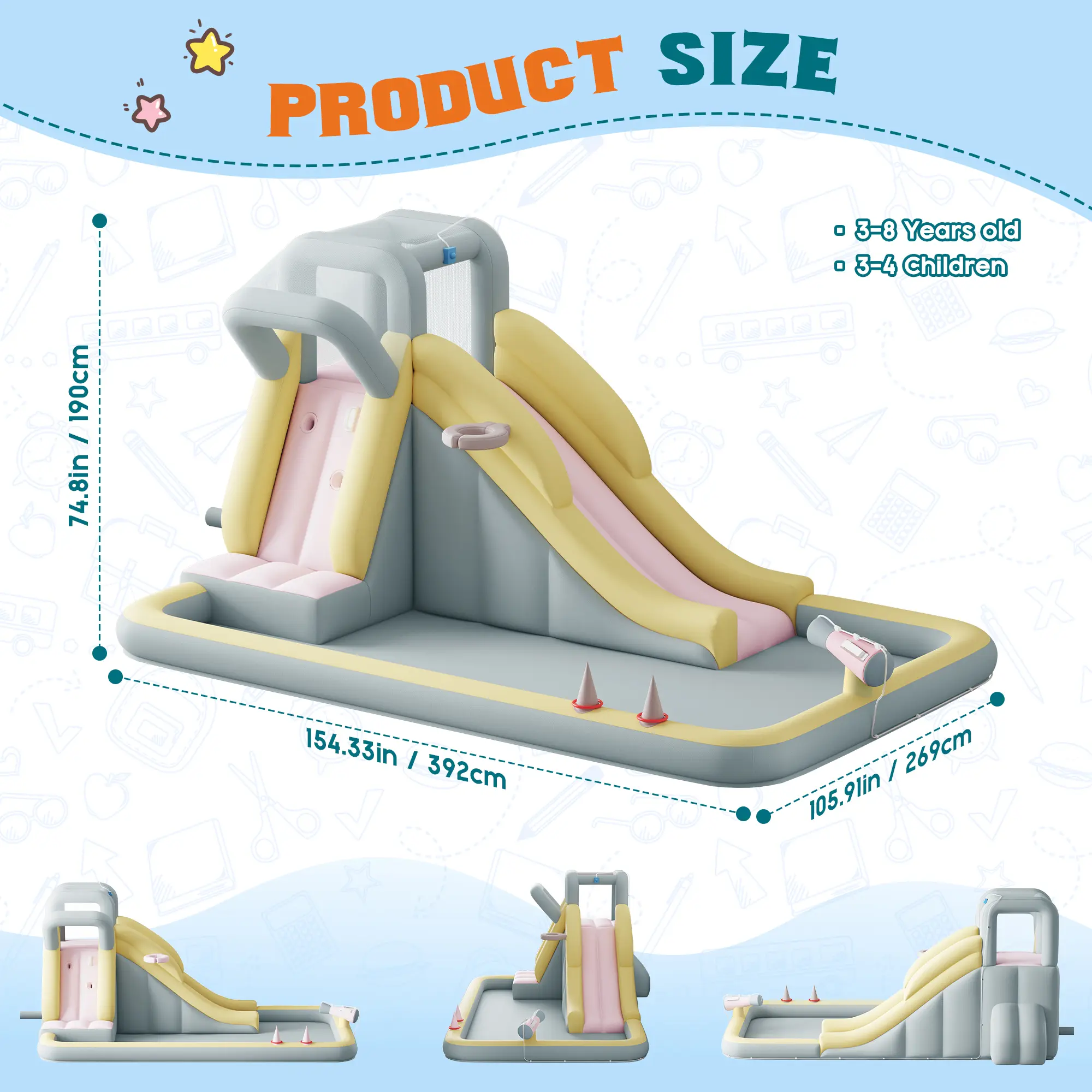 ⚡ Last Chance Sale⚡Inflatable Trampoline, Portable Home Pool Play Area