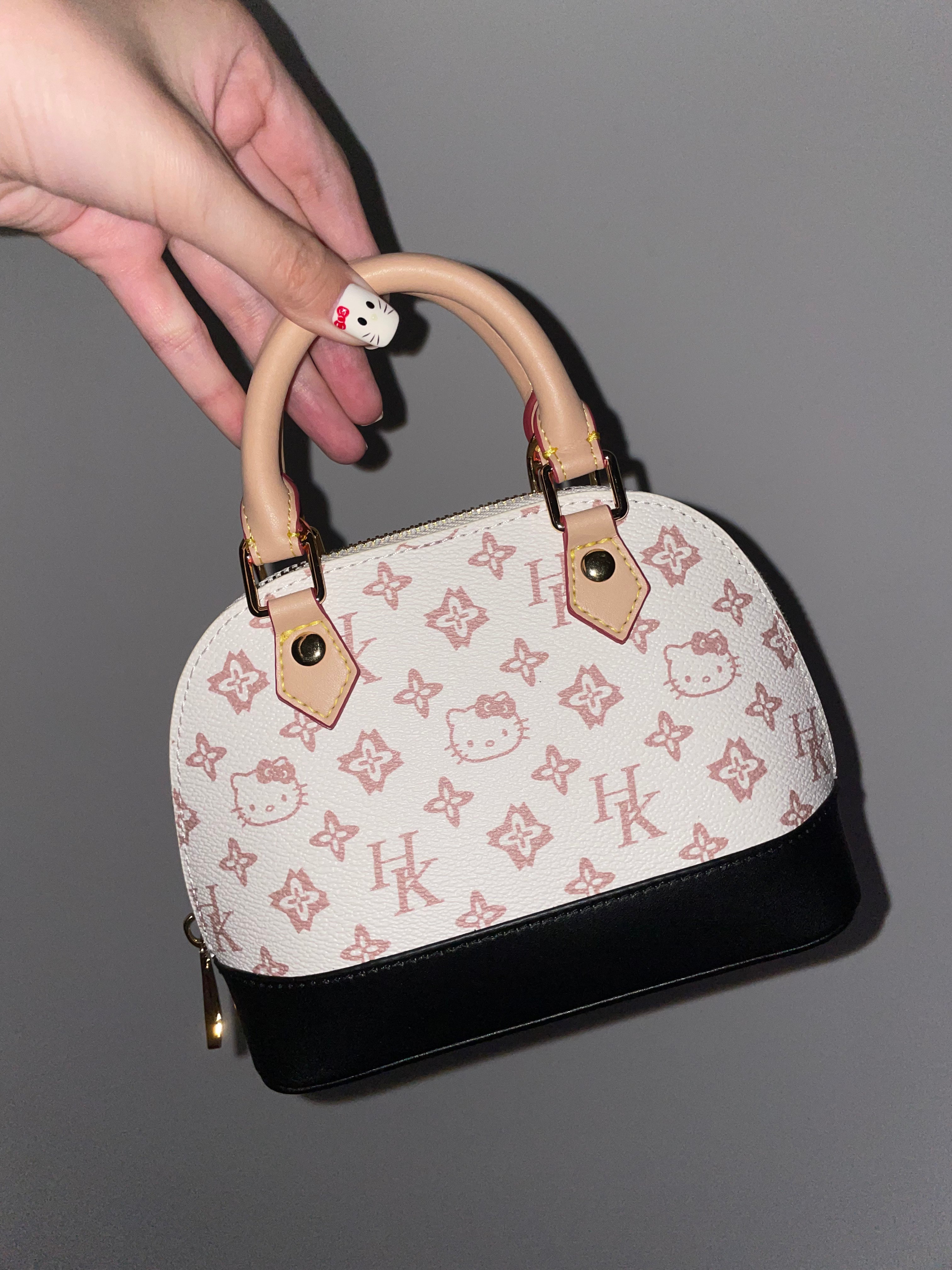 Hellokitty Handmade Small Crossbody Bags for Women Classic Double Zip Top Handle Dome Satchel Bag Shoulder Purse
