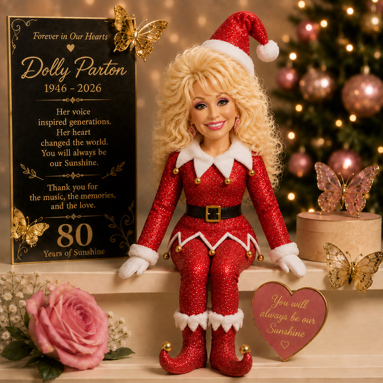 Dolly Parton Forever in Our Hearts Memorial Christmas Elf
