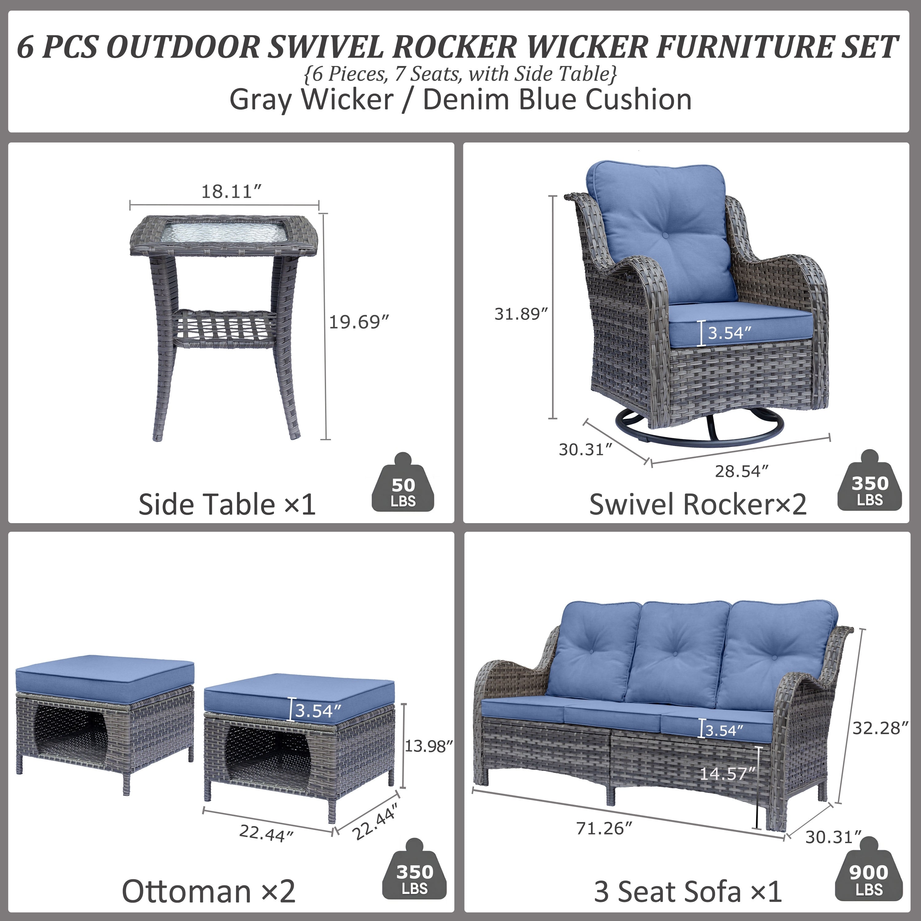 Outdoor Patio Furniture Set-Wicker Patio Conversation Swivel Chair Set