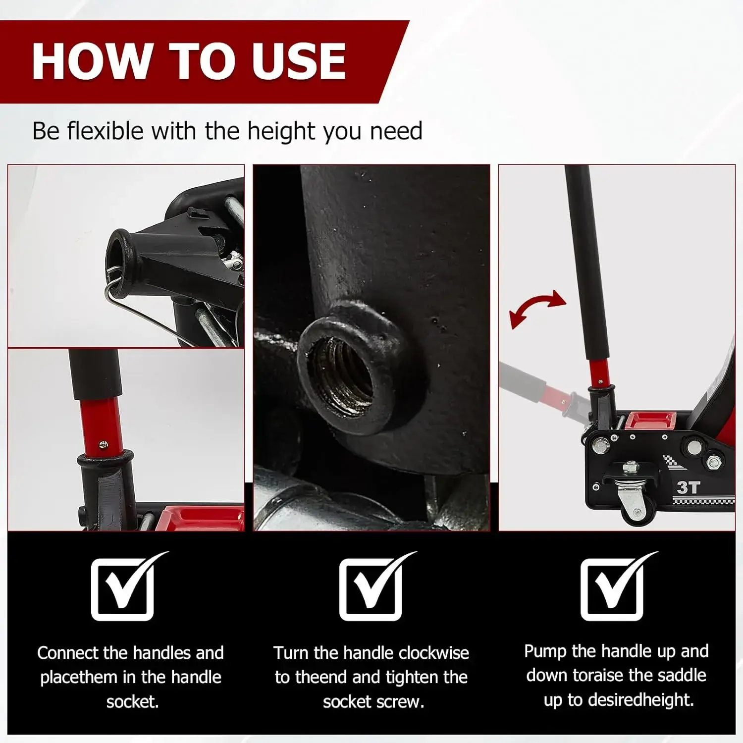 3 Ton Low Profile, Heavy-Duty Steel Racing Floor Jack with Dual Pistons Quick Lift Pump, with Lug Wrench Lifting Range 3.35