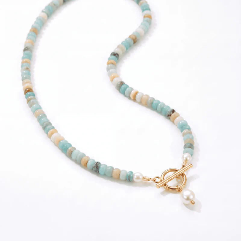 ✨ Turquoise Bead & Freshwater Pearl Necklace