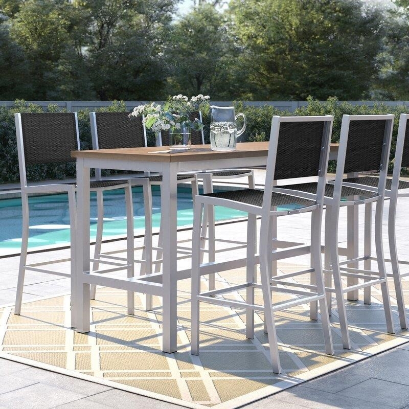 Mckinnon Rectangular 6 - Person 73'' Long Aluminum Bar Height Dining Set