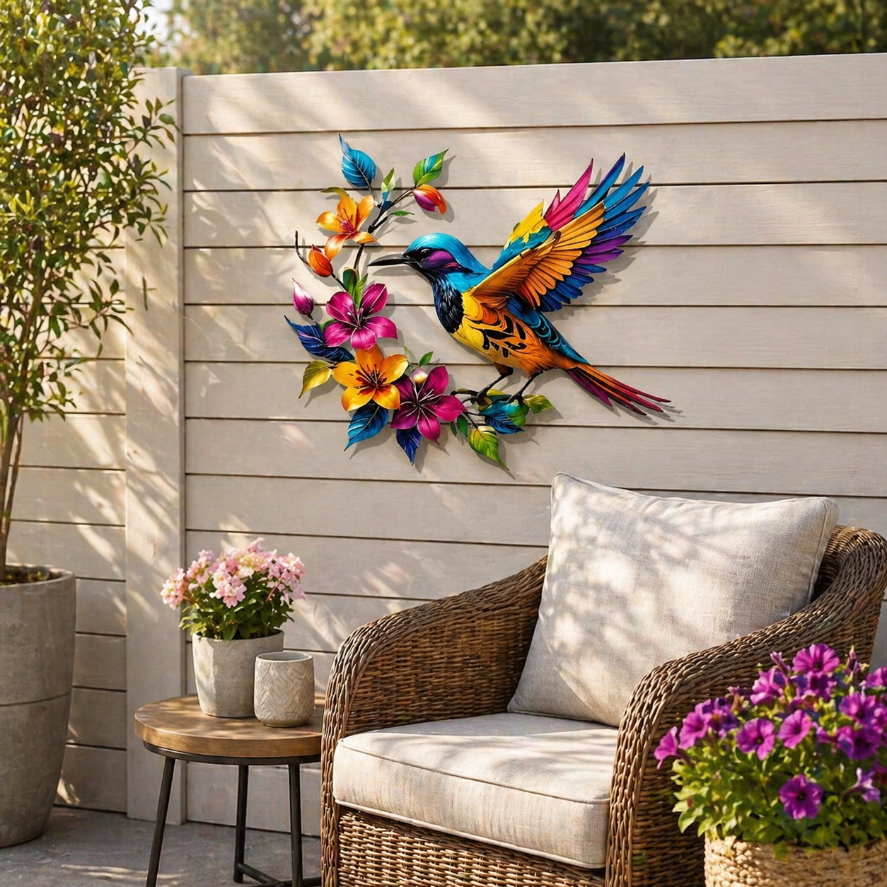 Hummingbird Bloom Metal Wall Art