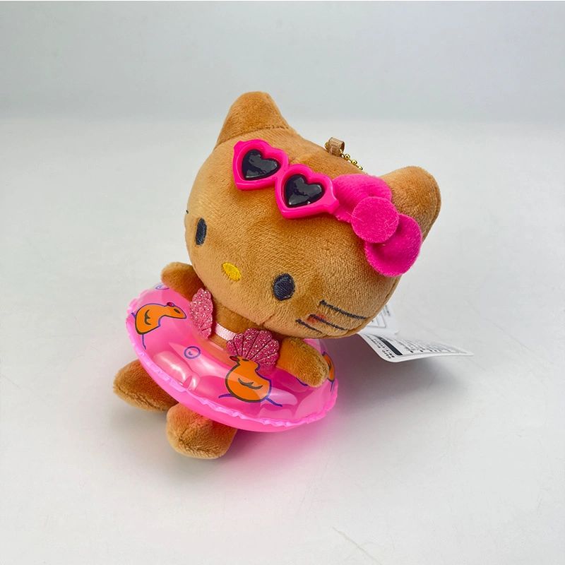 Tan Hellokitty Swimming Ring Plush Keychain｜5in/12Cm