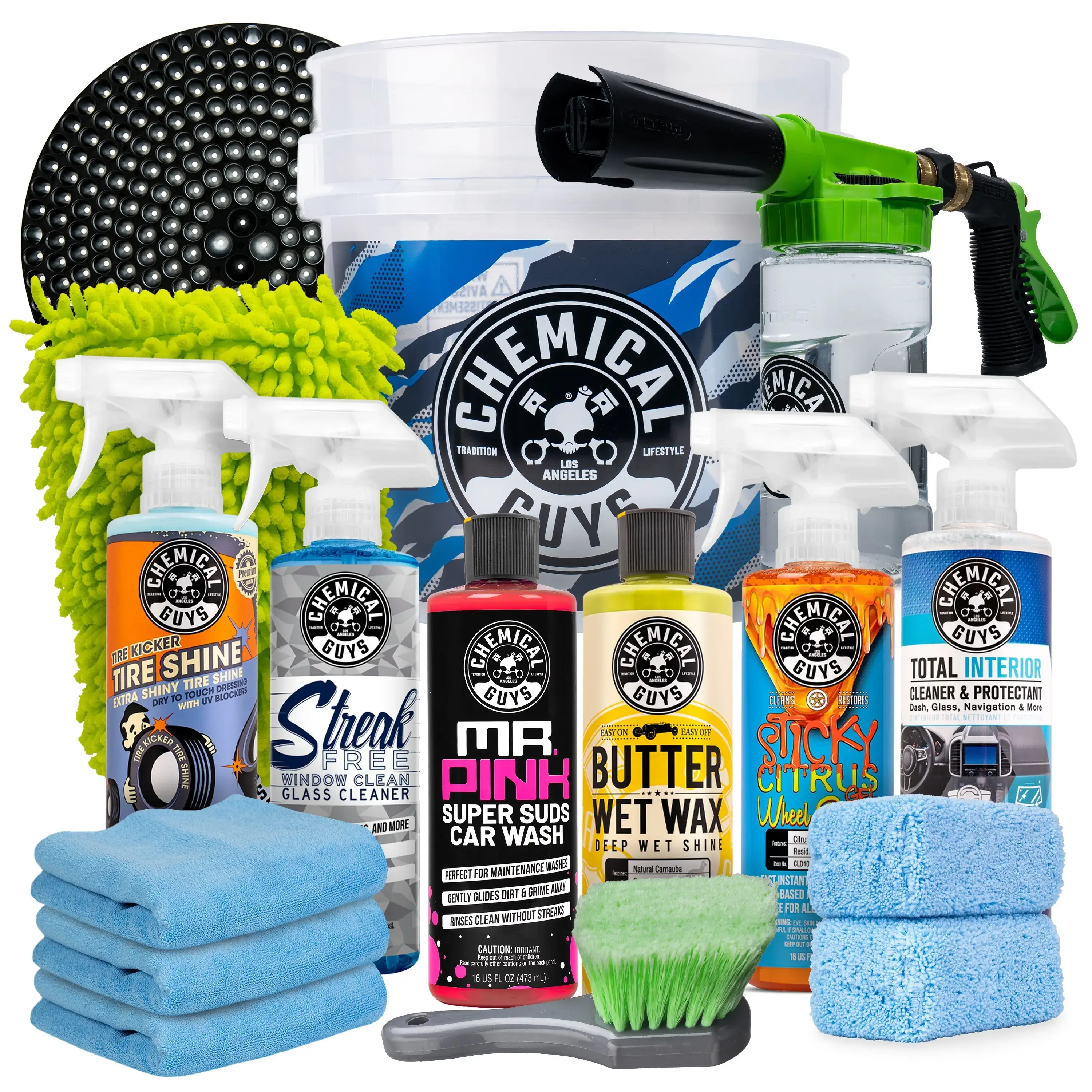 16-Piece Car Wash and Interior Cleaning Kit – Includes Camouflage Bucket, Torq Foam Cleaner, Premium Car Wash Soap, Microfiber Cloths, and Car Wash Accessories