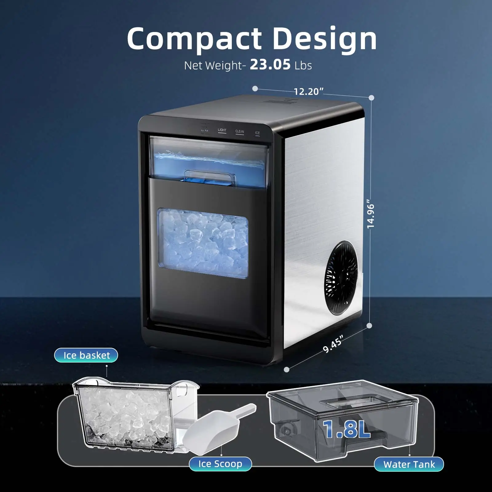 🔥Last Chance Sale🔥 Nugget Ice Maker, 45Lbs/Day
