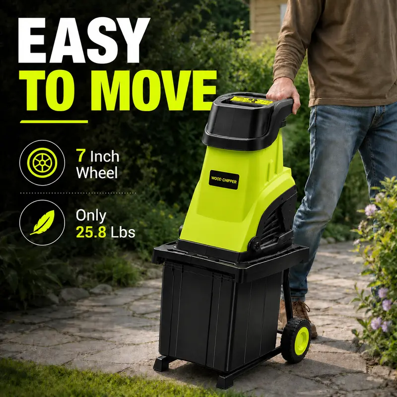 Electric Wood Chipper Shredder, 15-Amp Portable Yard Mulcher