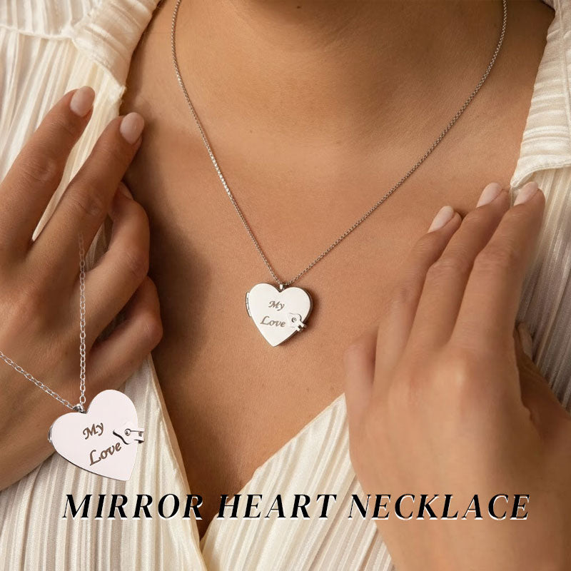 Mirror Heart Book Locket Necklace ✨