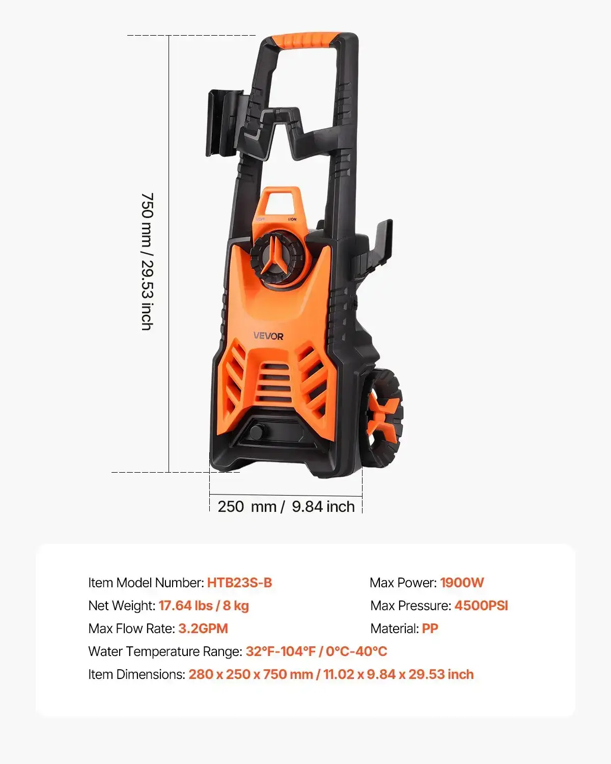 Electric Pressure Washer — 4500 PSI / 3.2 GPM Portable Pressure Washer with Adjustable Nozzle and Foam Cannon