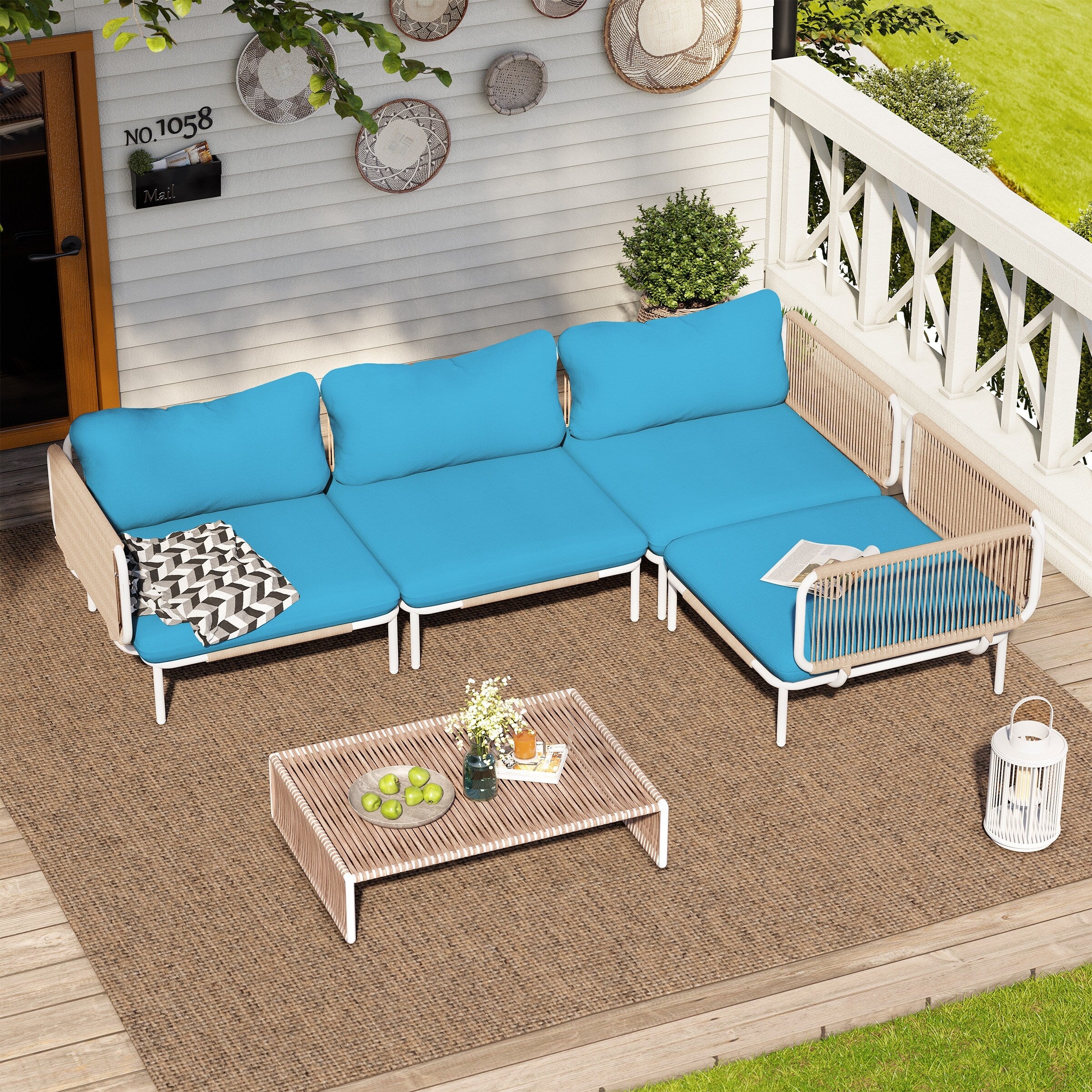 Outdoor Cushioned Sectional Sofa Chat Set Patio Furniture Conversation Set, Free Combination