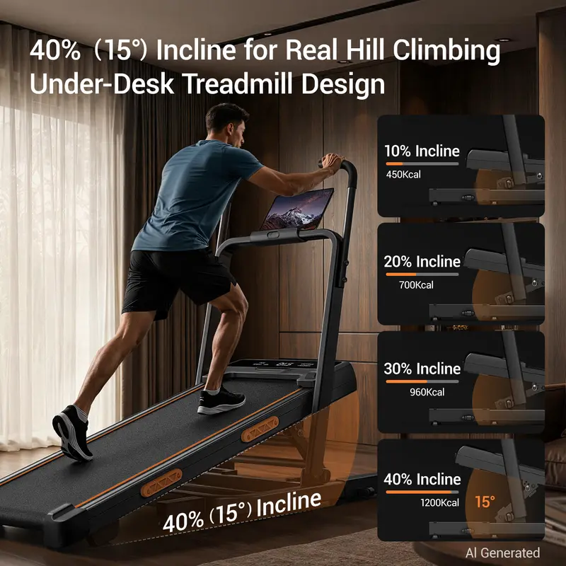 🔥Last Chance Sale🔥Walking Pad Treadmill 30% Incline Foldable