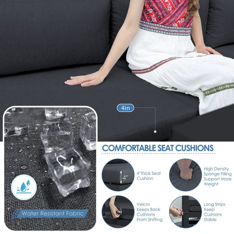 FINCATI Aluminum Outdoor Patio Furniture Conversation Sectional Sofa Set