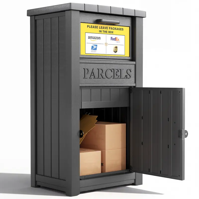 Package Delivery Box for Outside, Lockable Waterproof Anti-Theft Resin Parcel Drop Box
