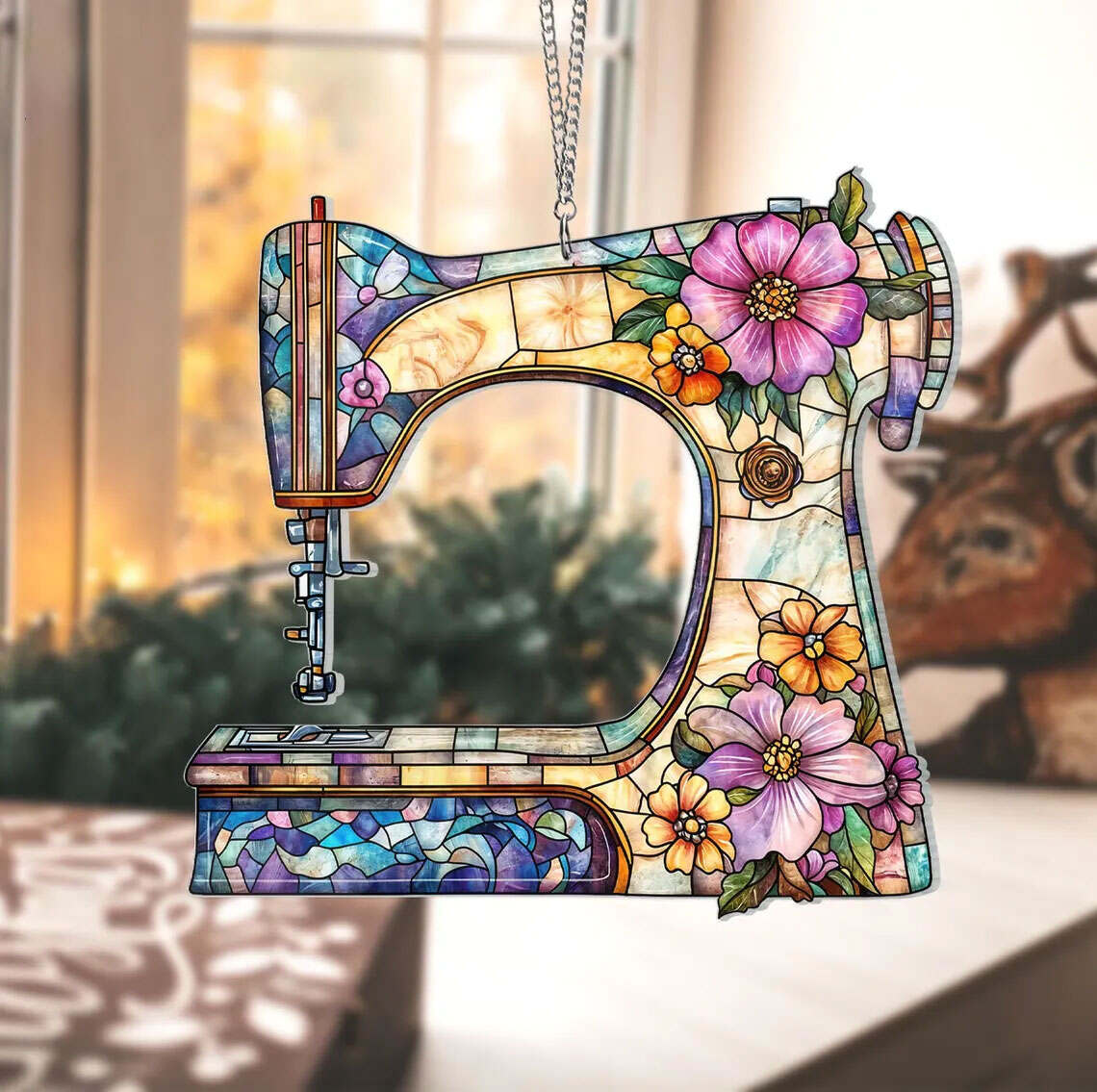 Sewing Machine Suncatcher Ornament