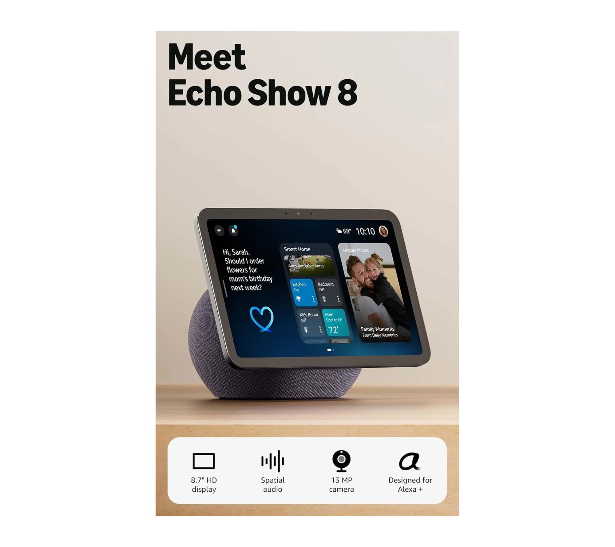 8 Inch FHD Smart Display Smart Home Hub Compatible with Alexa+