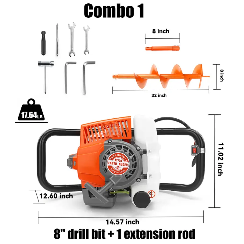 🔥 Special Offer — 72cc Gas-Powered Earth Auger with Drill Bit Options for Fence Posts & Planting 🌱