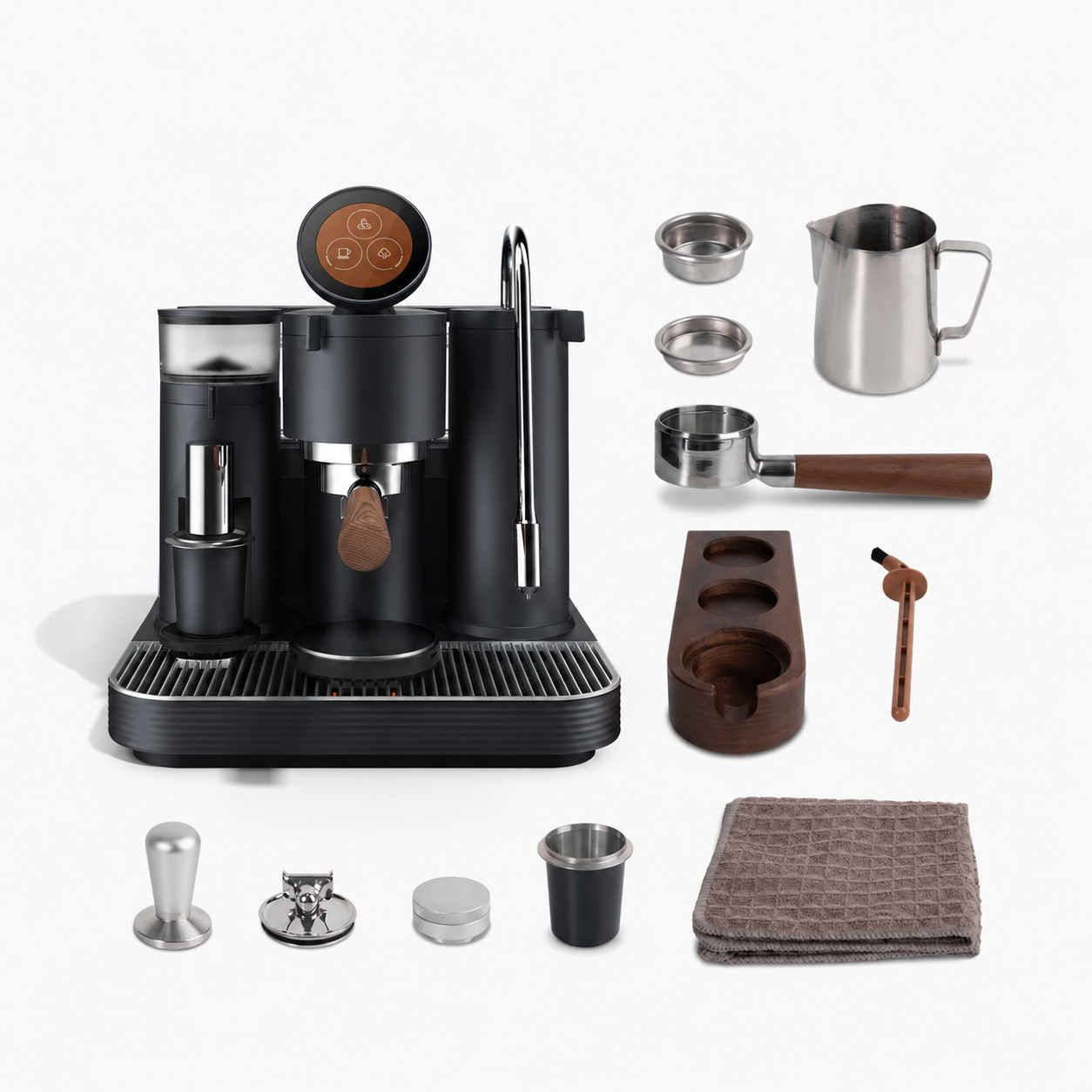 All-in-One Smart Espresso Machine with Grinder & Milk Frother – Complete Home Barista Coffee Maker Set