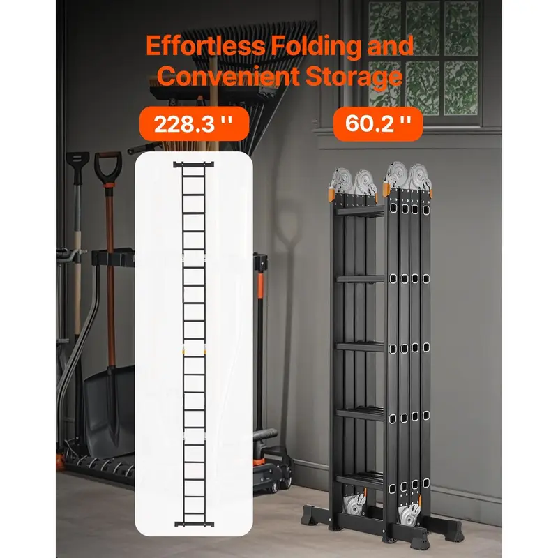 7-in-1 Folding Ladder, 19ft, 330 lbs
