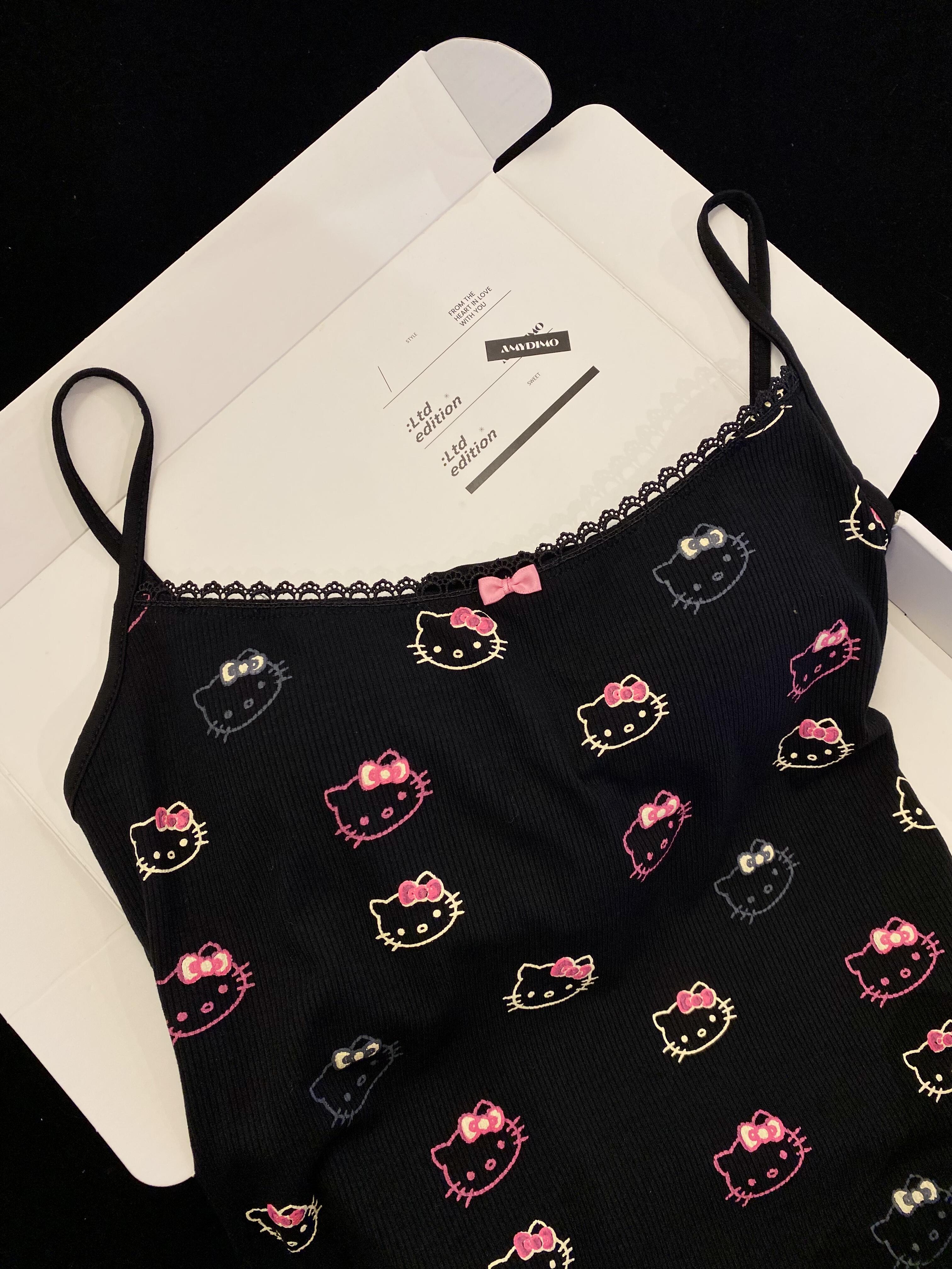 Hellokitty Black Lace Pajama Set 2 Piece
