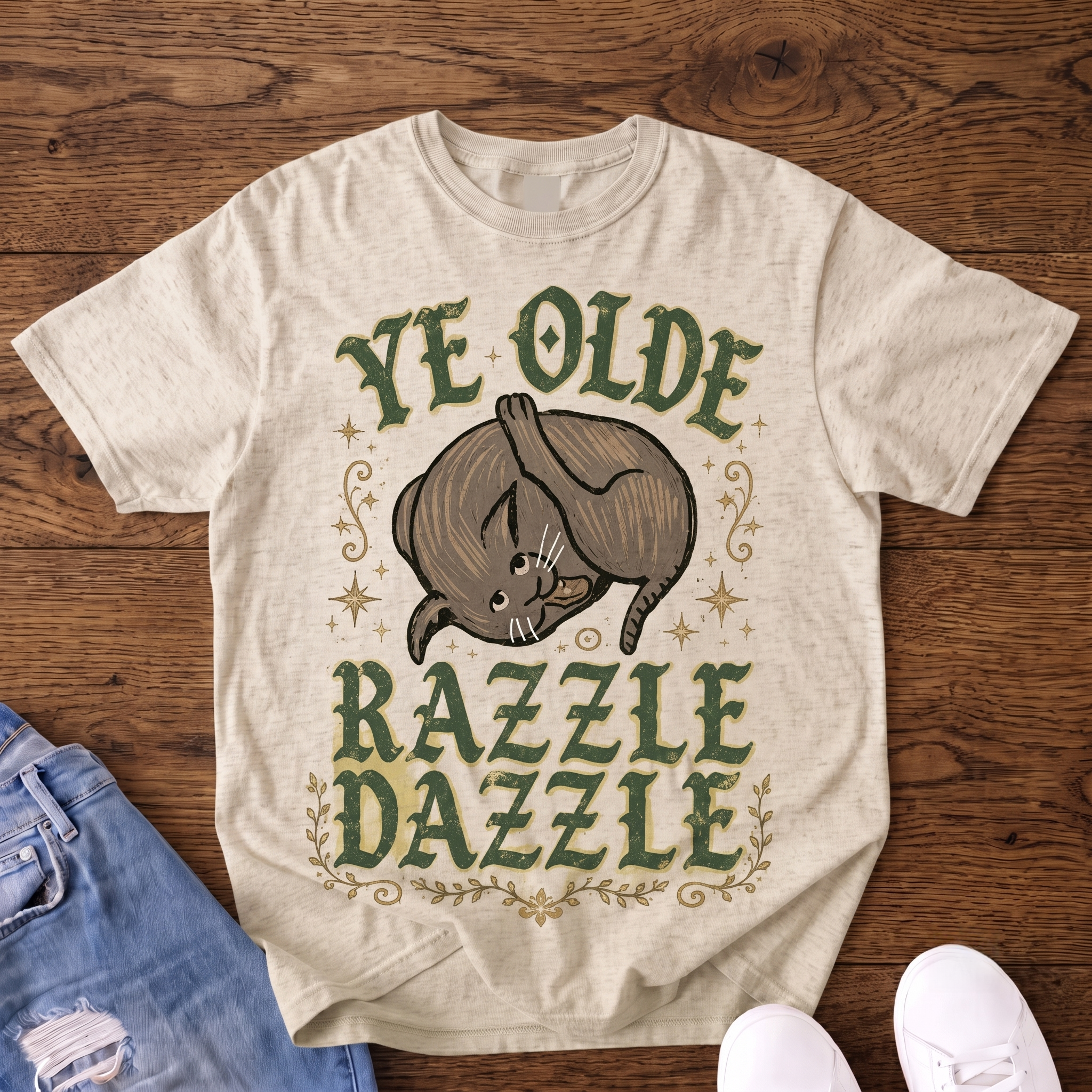 Ye Olde Razzle Dazzle Cat VintageT-shirt