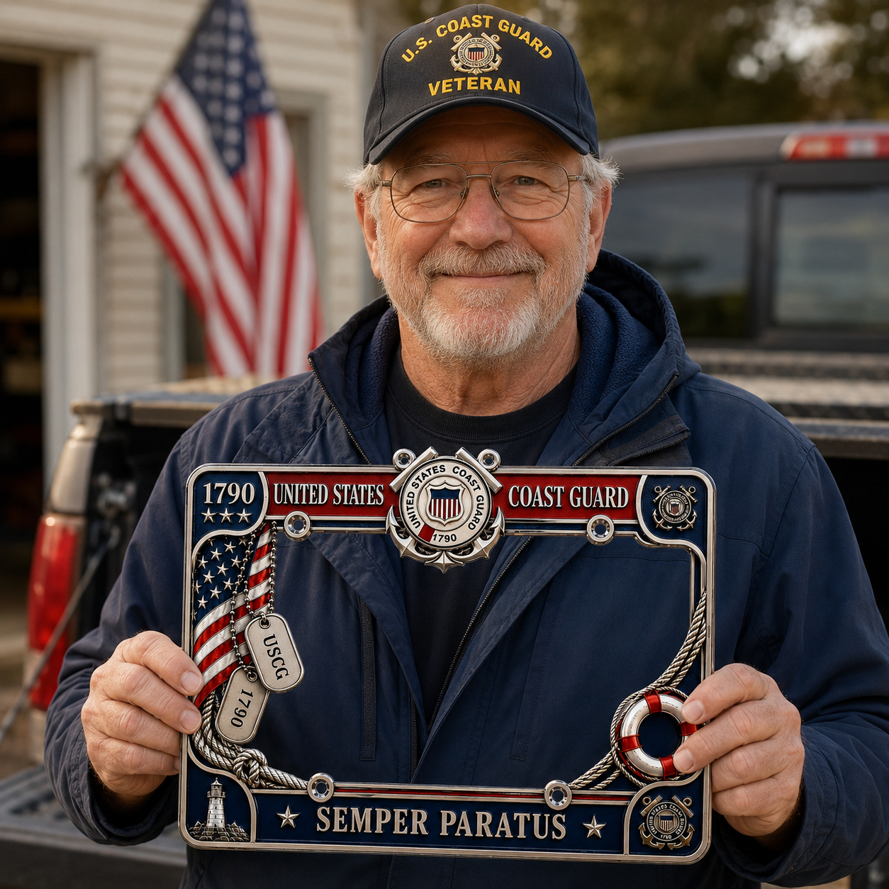 🔥 Last Day 50% OFF - U.S. Coast Guard “Semper Paratus” License Plate Frame ⚓