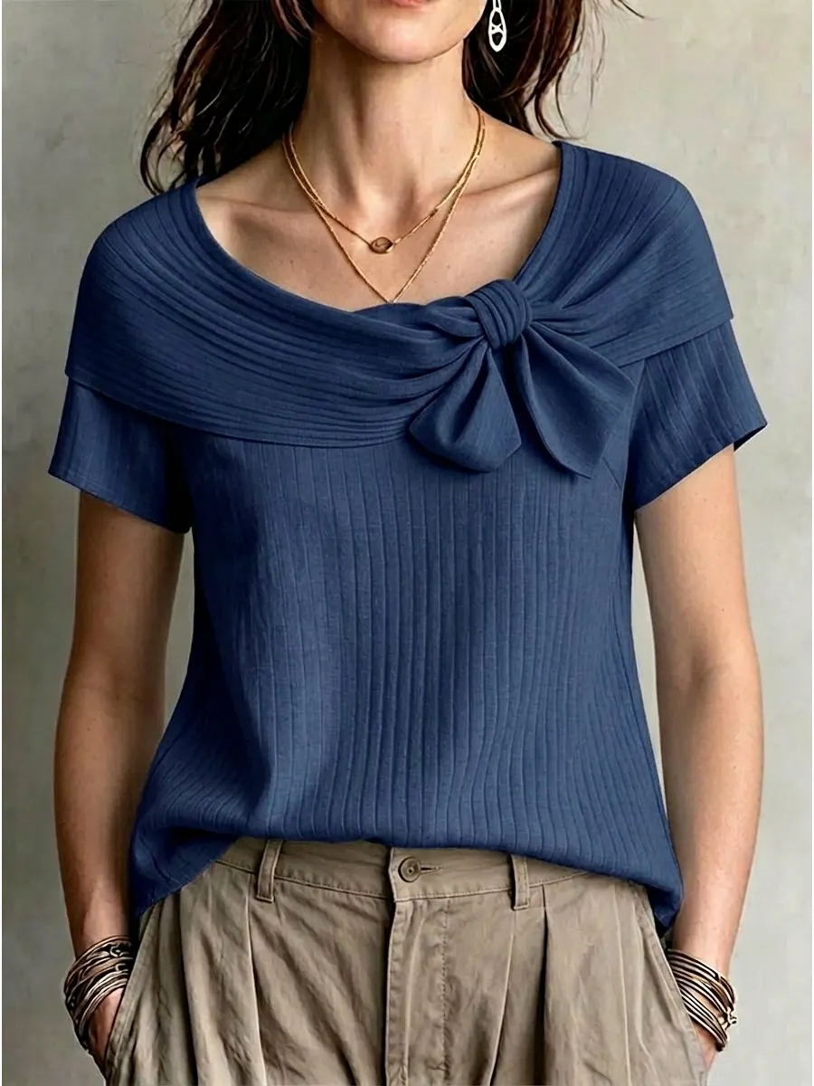 Bow Detail Ribbed Knit Top