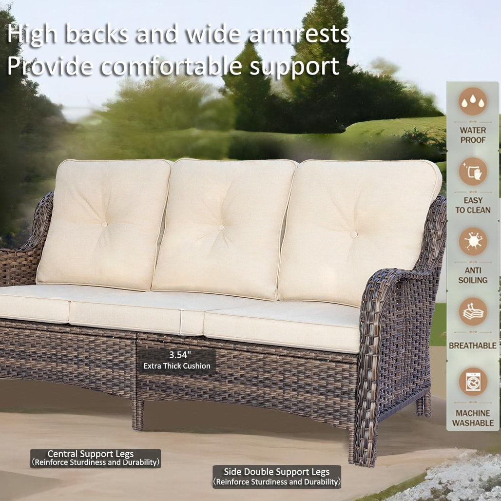 Outdoor Patio Furniture Set-Wicker Patio Conversation Swivel Chair Set