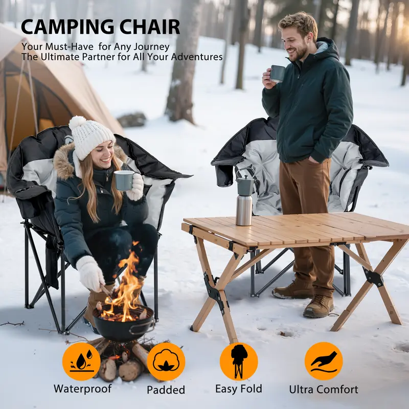 🔥Last Chance Sale🔥Heated Armrest Camping Chair with 3 Heat Levels, Oxford Fabric, Supports 400 lbs