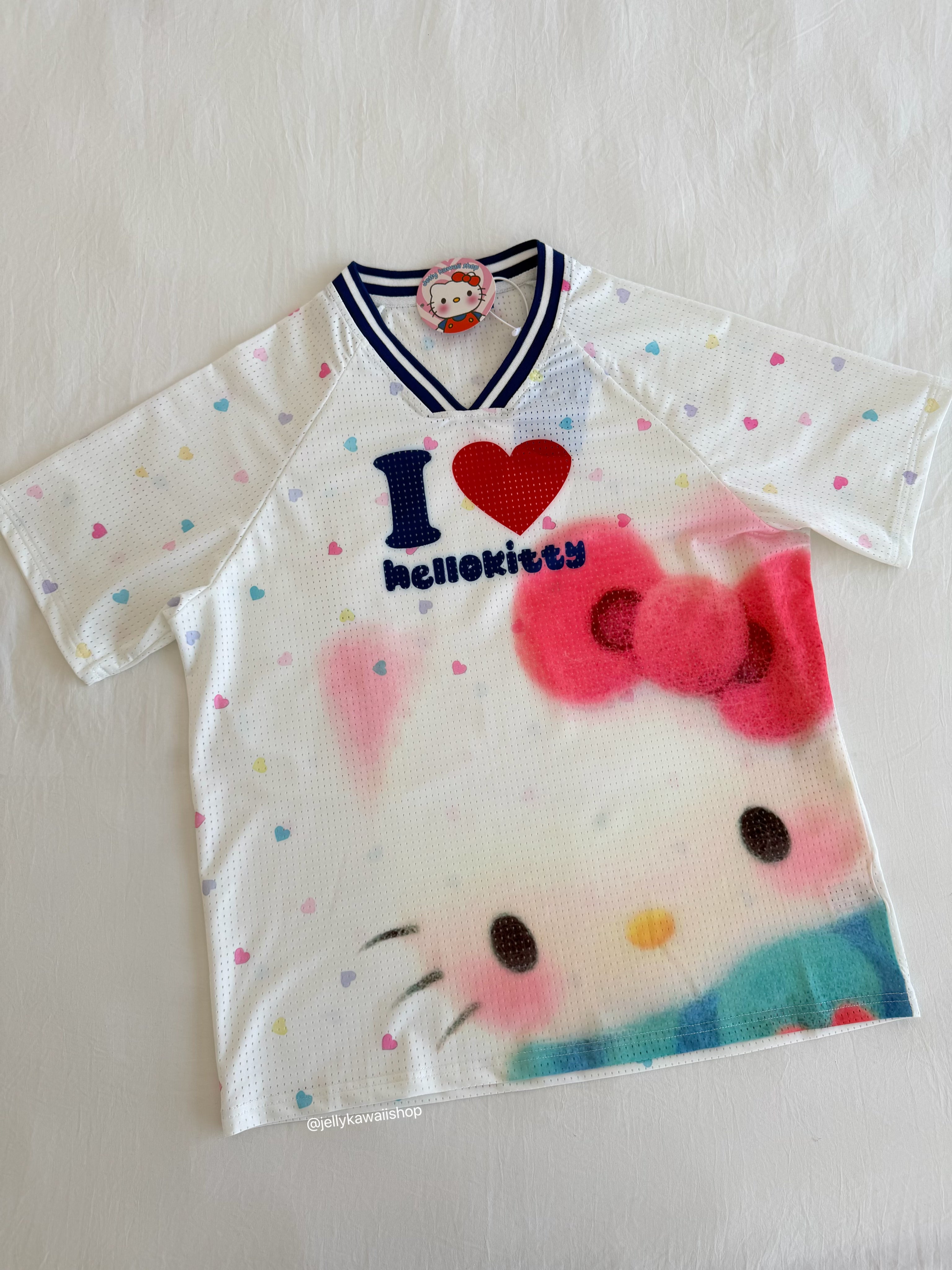 Hello Kitty White Jersey Loose T-Shirts