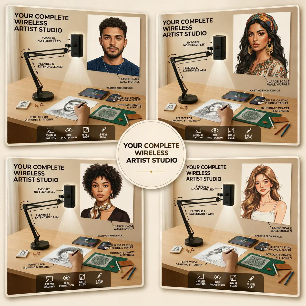 Art Tracing Projector with Flexible Arm