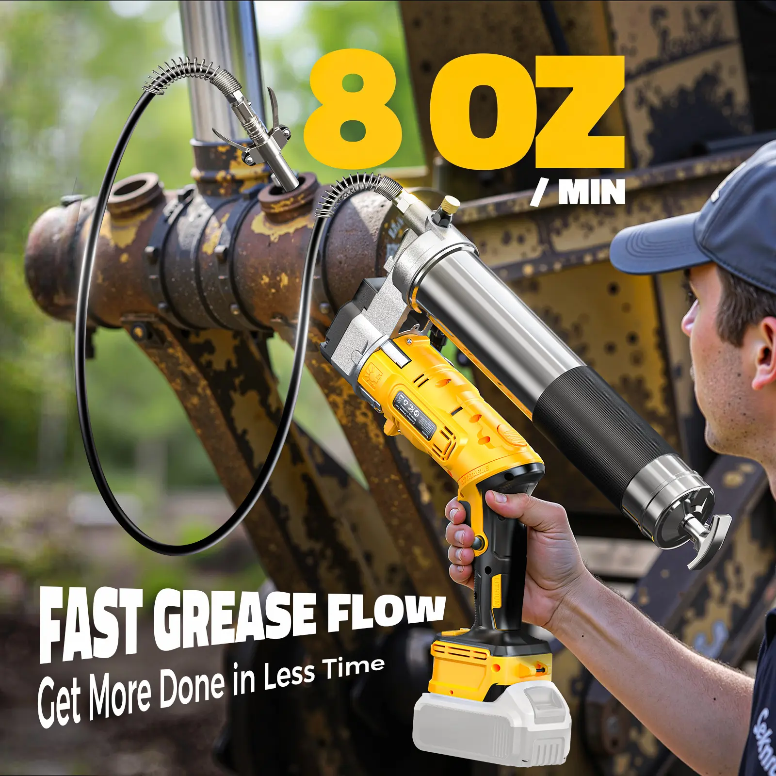 Cordless Grease Gun,12000PSI Dual Grip Grease Gun Tool,Works with Bulk & Cartridge Grease,39
