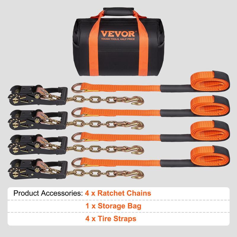 4-Pack Polyester Ratchet Tie Down Straps 2x120