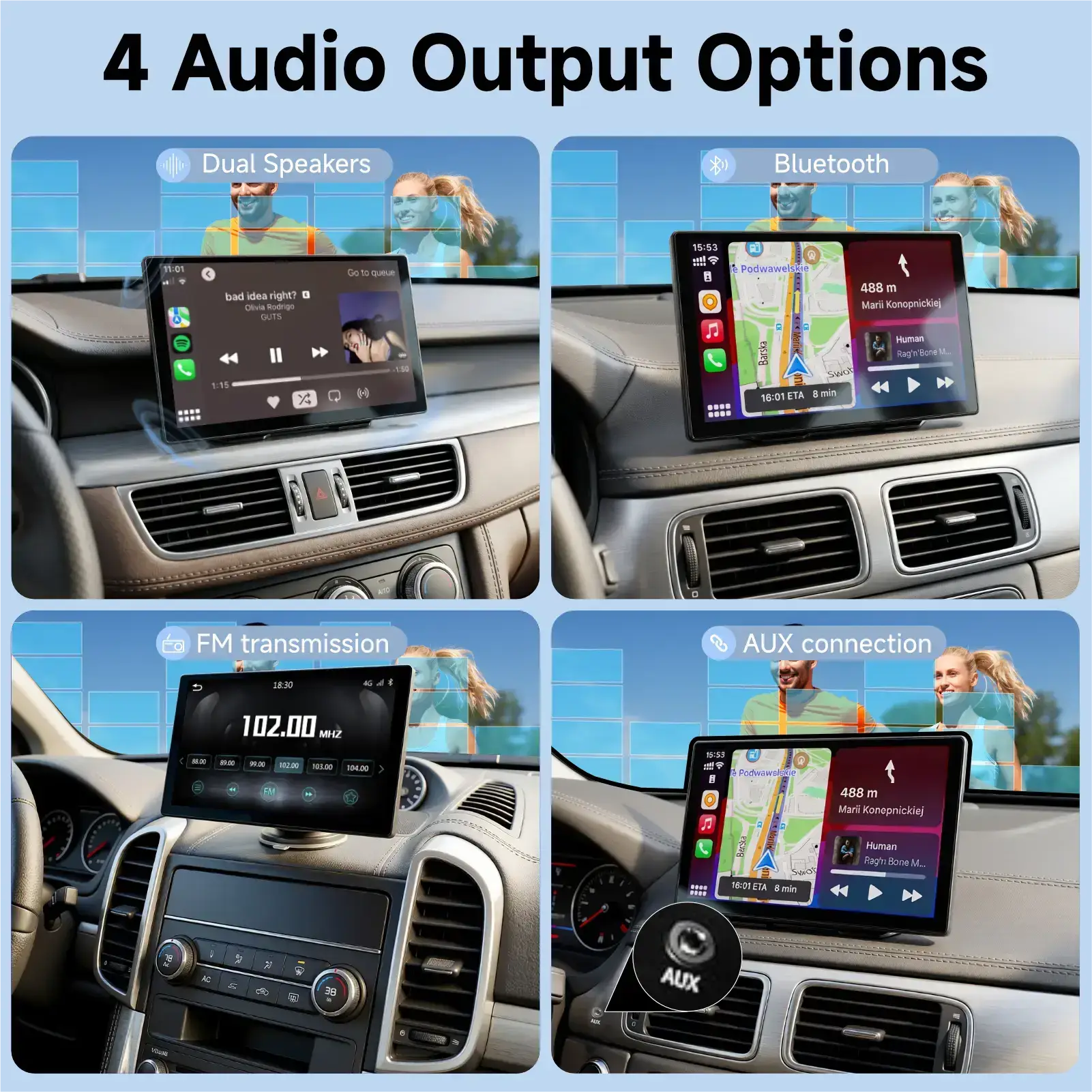 2026 Upgraded 9 Inch IPS Touchscreen Wireless CarPlay Screen, Supports Android Auto, Mirror Link, TikTok YouTube, Backup Camera, Navigation & Voice Assistant