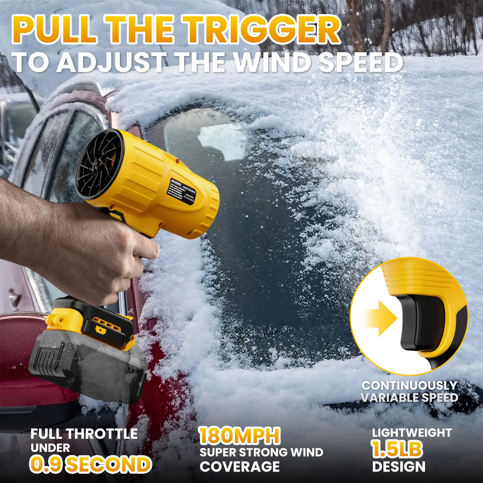 Cordless Leaf Blower, Portable Cordless Blower with High-Speed Brushless Motor, Variable Speed Airflow Control, Compatible with Dewalt 20V Max/Milwaukee 18V/Makita 18V Batteries