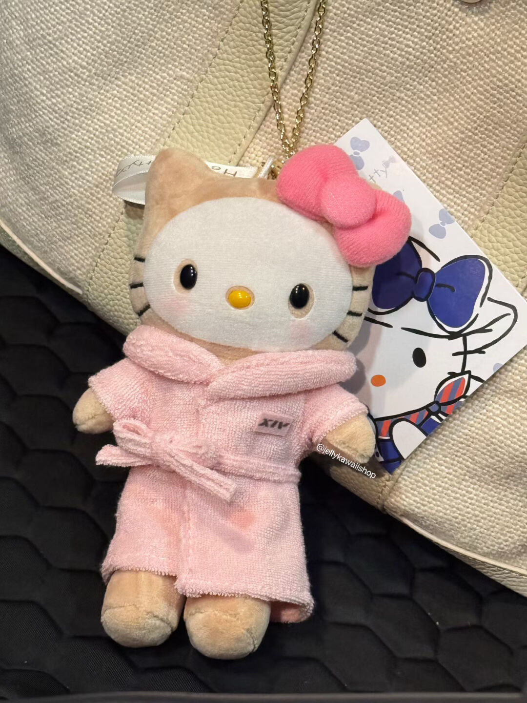 Hello Kitty Pink Bathrobe Face Mask Plushies Keychain