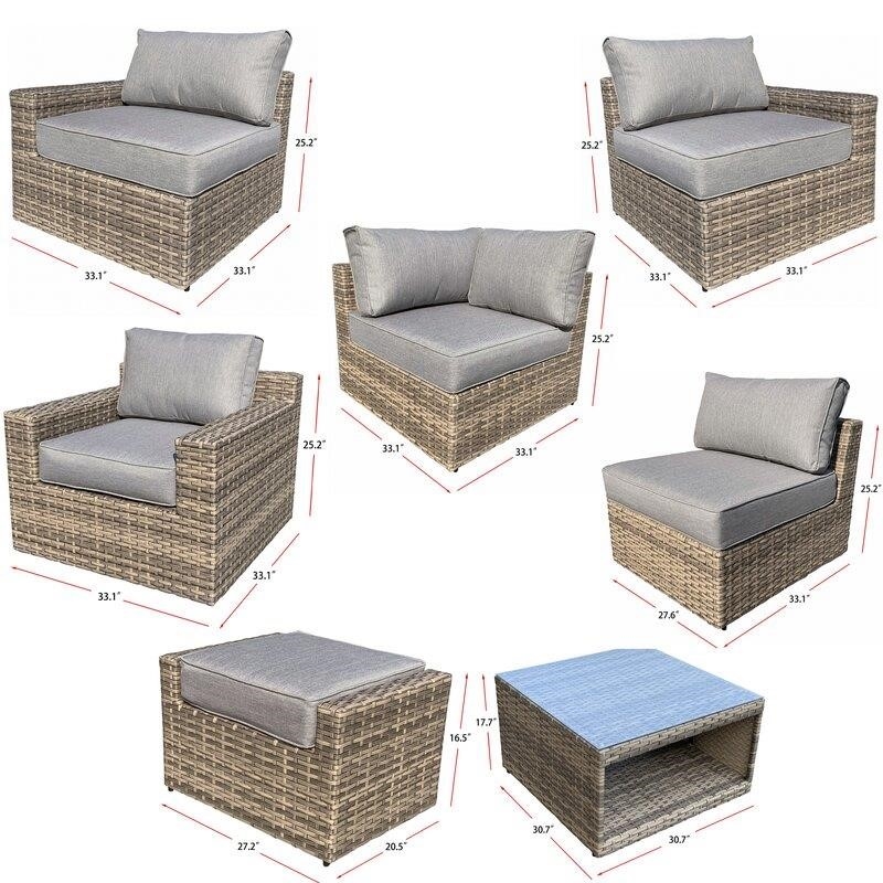 Alhambra Wicker/Rattan 8 - Person Seating Group with Cushions