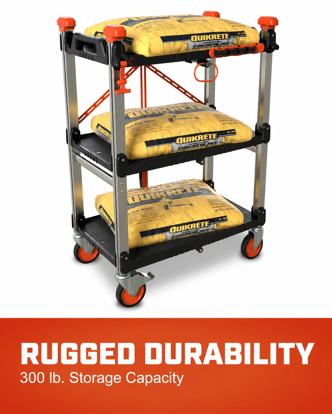 🚚Easy Carry & Storage🚚 3-Tier Foldable Jobsite Cart for Tools, Materials & Workshop Use