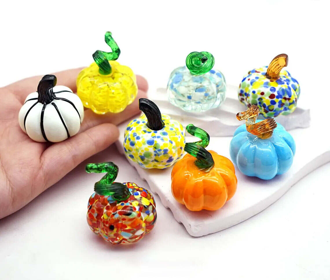 Handmade Glass Pumpkin Figurine