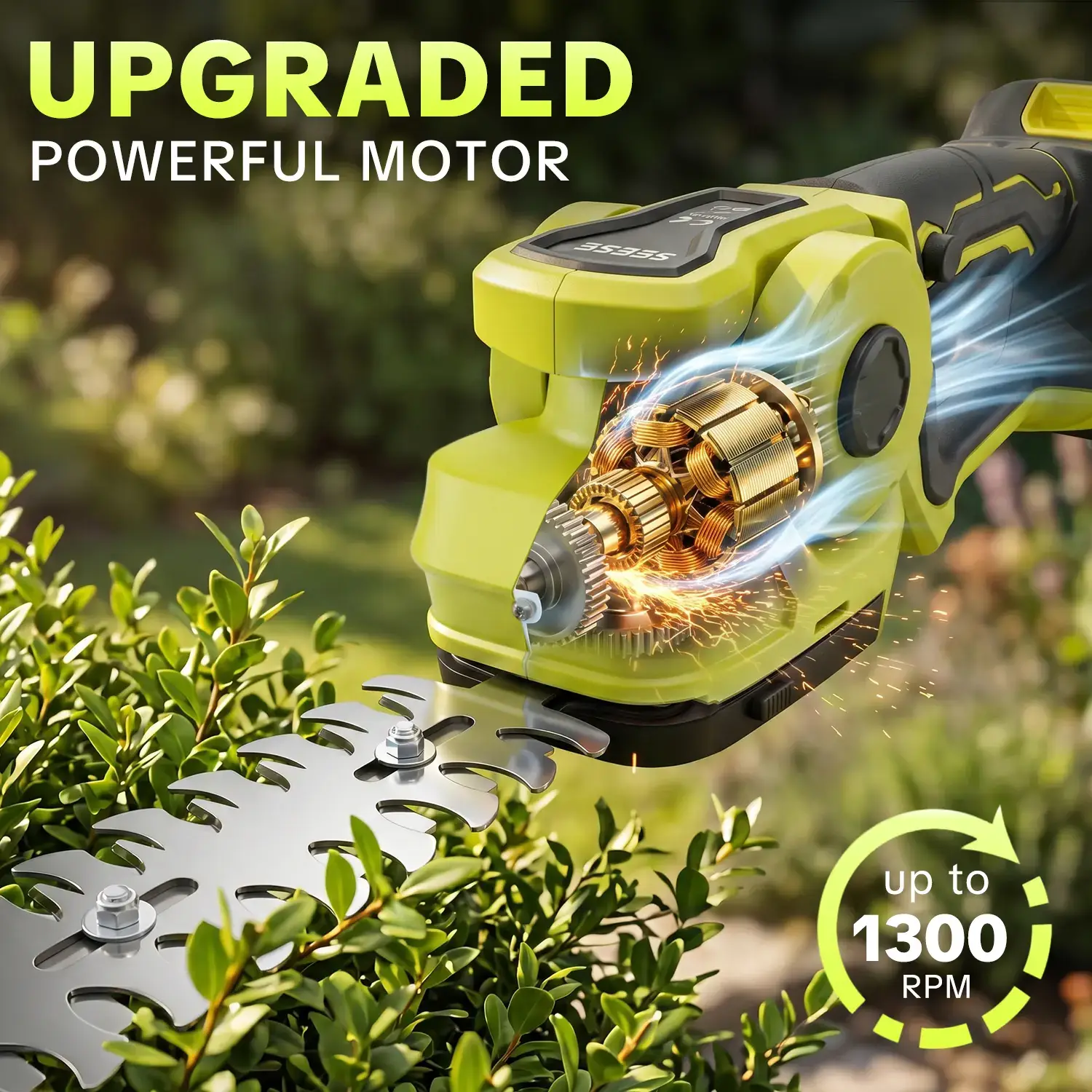 Cordless 2-in-1 Grass Shear & Shrub Trimmer, Handheld Electric Hedge Trimmer, 2*21V Batteries,Lightweight for Lawn Hedge Garden Yard Maintenance