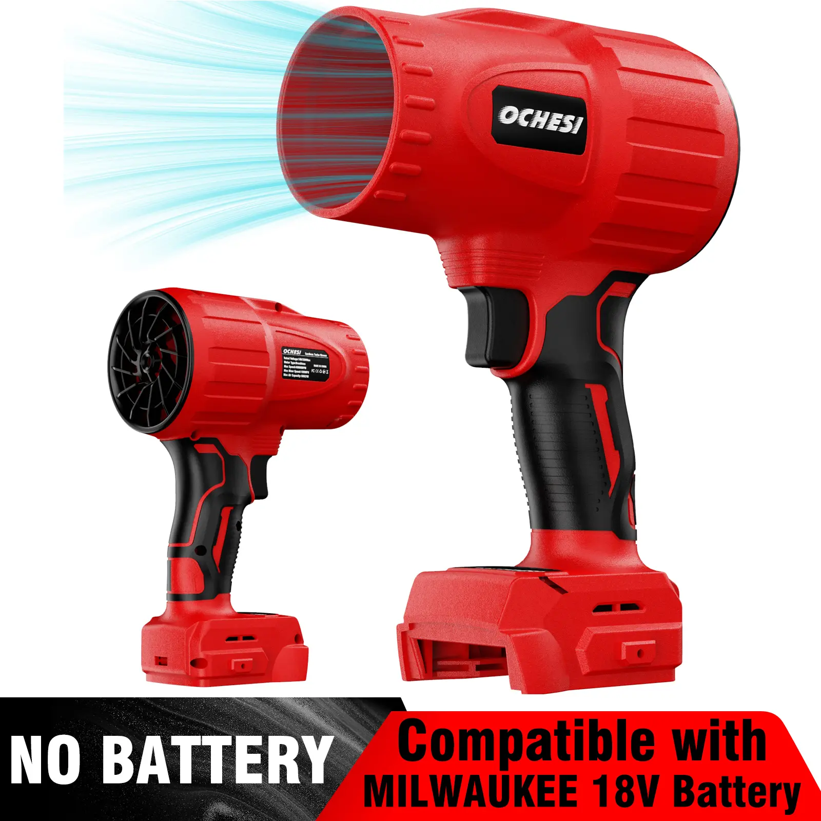 Cordless Leaf Blower, Portable Cordless Blower with High-Speed Brushless Motor, Variable Speed Airflow Control, Compatible with Dewalt 20V Max/Milwaukee 18V/Makita 18V Batteries
